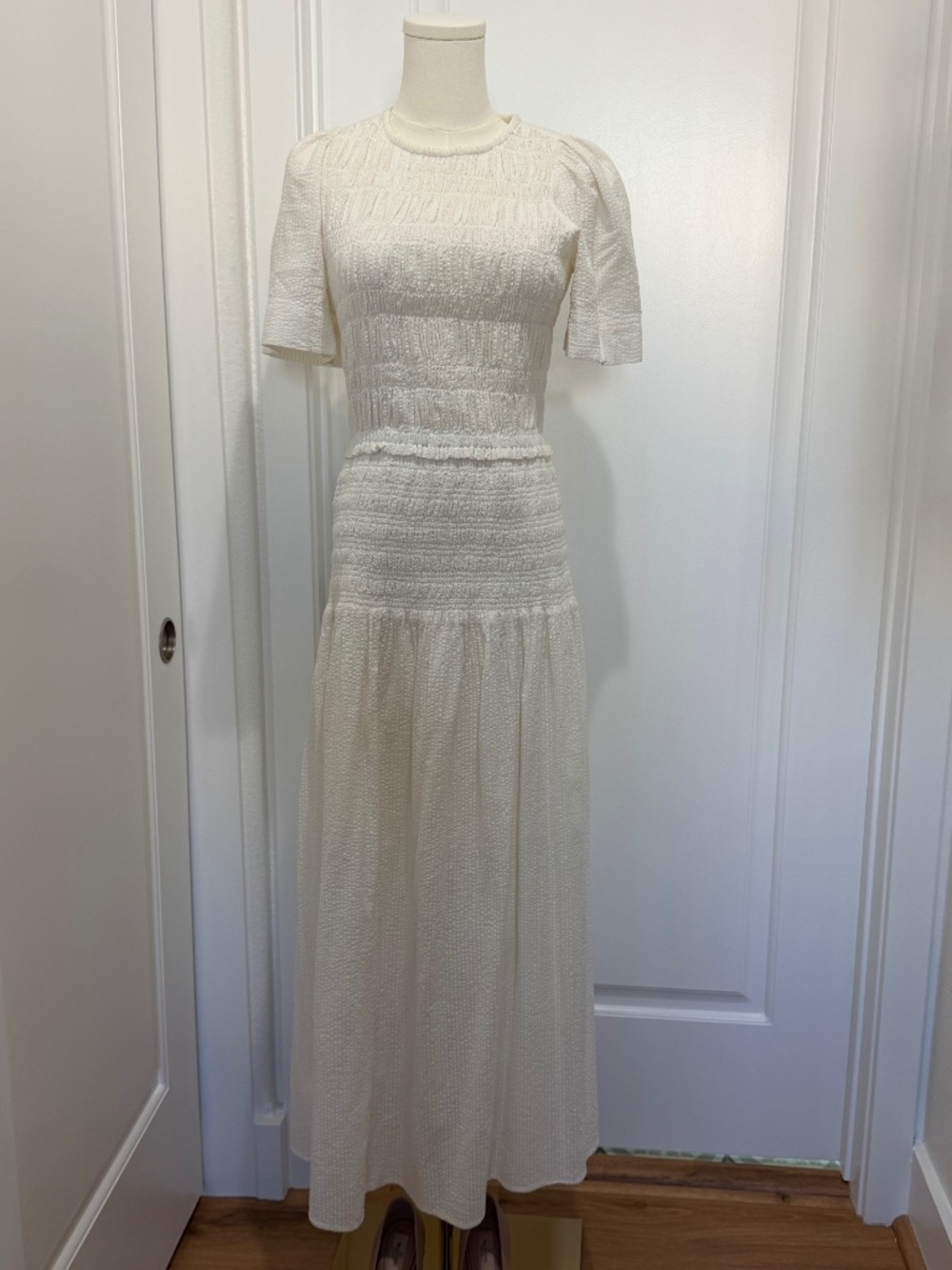 Siempre Smock Maxi Dress in white by Apiece Apart
